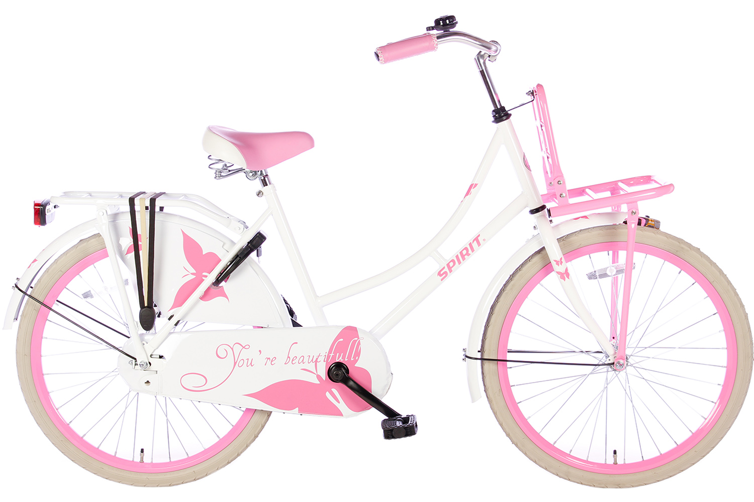 toernooi herhaling Zwakheid Spirit Omafiets Wit-Roze 24 inch(wordt 100%rijklaar geleverd) - Bike 2 Bike