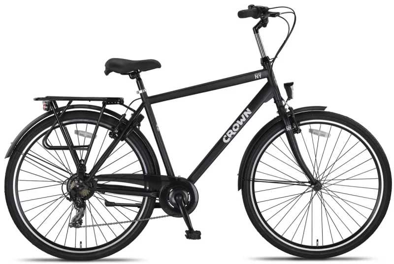 Crown New York Herenfiets 28 inch  Mat Zwart 7v