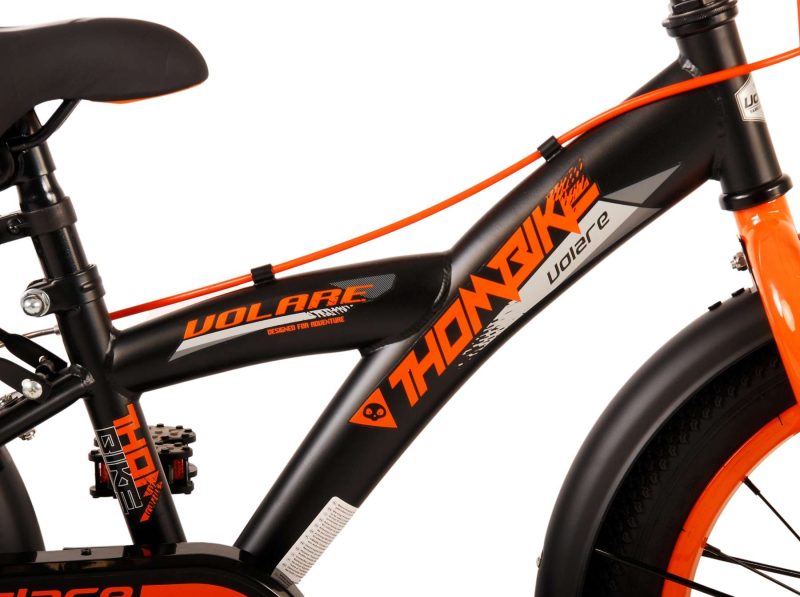 Volare Thombike Kinderfiets - Jongens - 16 inch - Zwart Oranje - Twee Handremmen