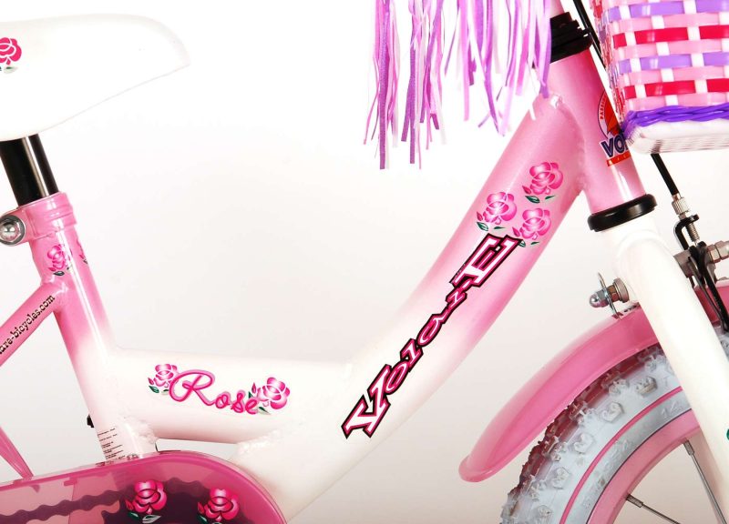 Volare Rose Kinderfiets - Meisjes - 14 inch - Roze/Wit - 95% afgemonteerd