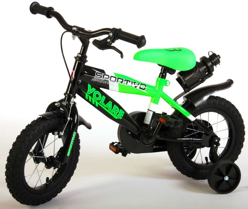 Volare Sportivo Kinderfiets - Jongens - 12 inch - Neon Groen/Zwart - 95% afgemonteerd