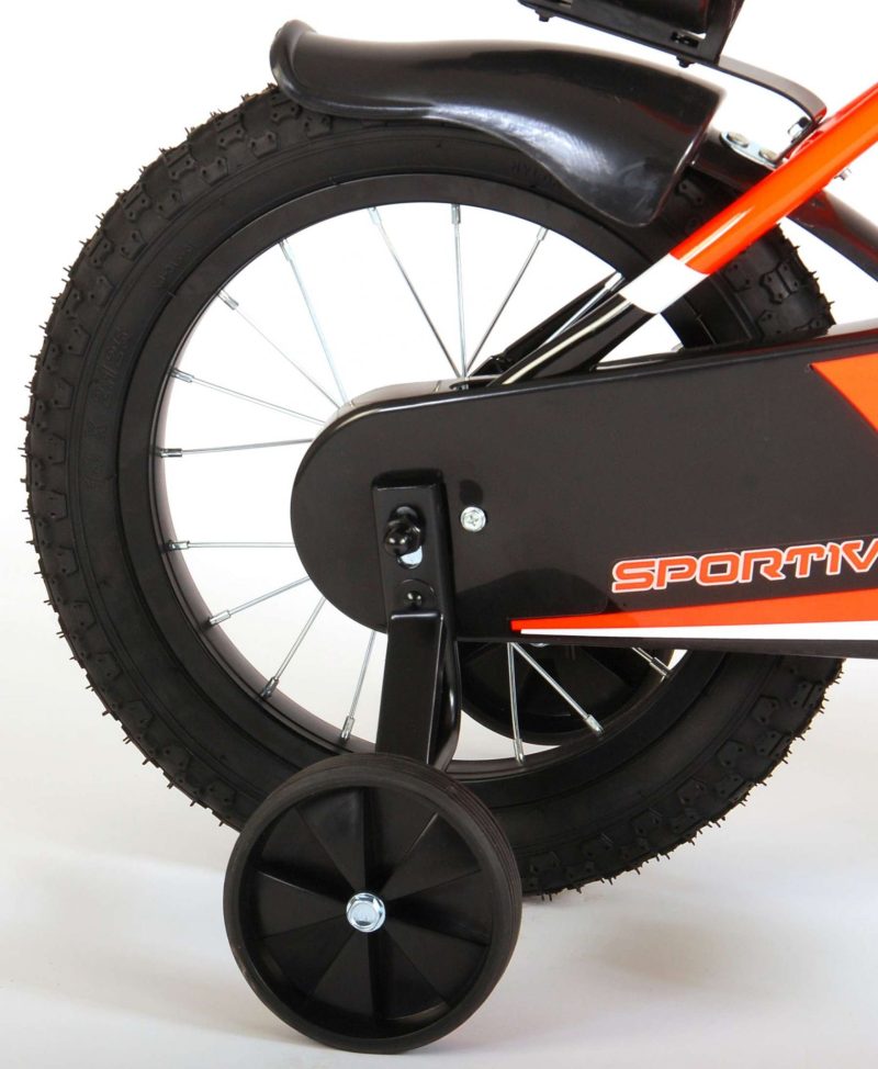 Volare Sportivo Kinderfiets - Jongens - 14 inch - Neon Oranje/Zwart - 95% afgemonteerd