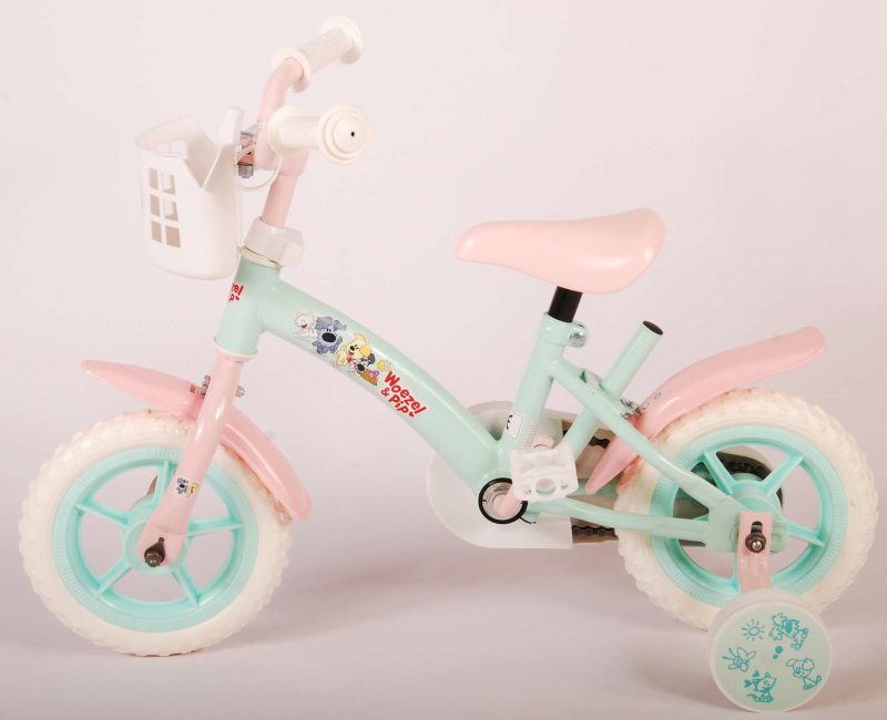 Woezel & Pip Kinderfiets - Meisjes - 10 inch - Mint Blauw/Roze - Doortrapper