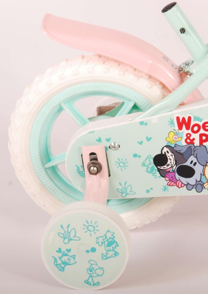 Woezel & Pip Kinderfiets - Meisjes - 10 inch - Mint Blauw/Roze - Doortrapper
