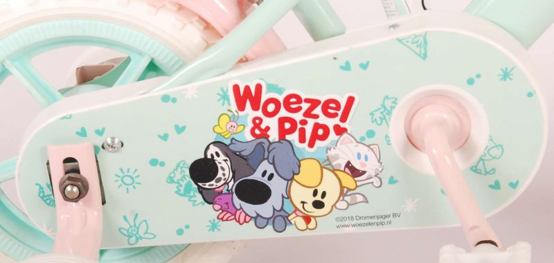 Woezel & Pip Kinderfiets - Meisjes - 10 inch - Mint Blauw/Roze - Doortrapper
