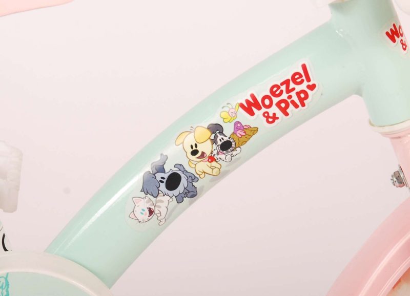 Woezel & Pip Kinderfiets - Meisjes - 10 inch - Mint Blauw/Roze - Doortrapper