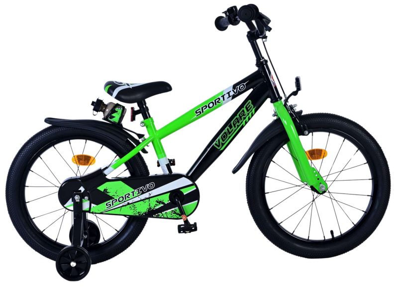 Volare Sportivo Kinderfiets - Jongens - 18 inch - Groen Zwart (rijklaar)