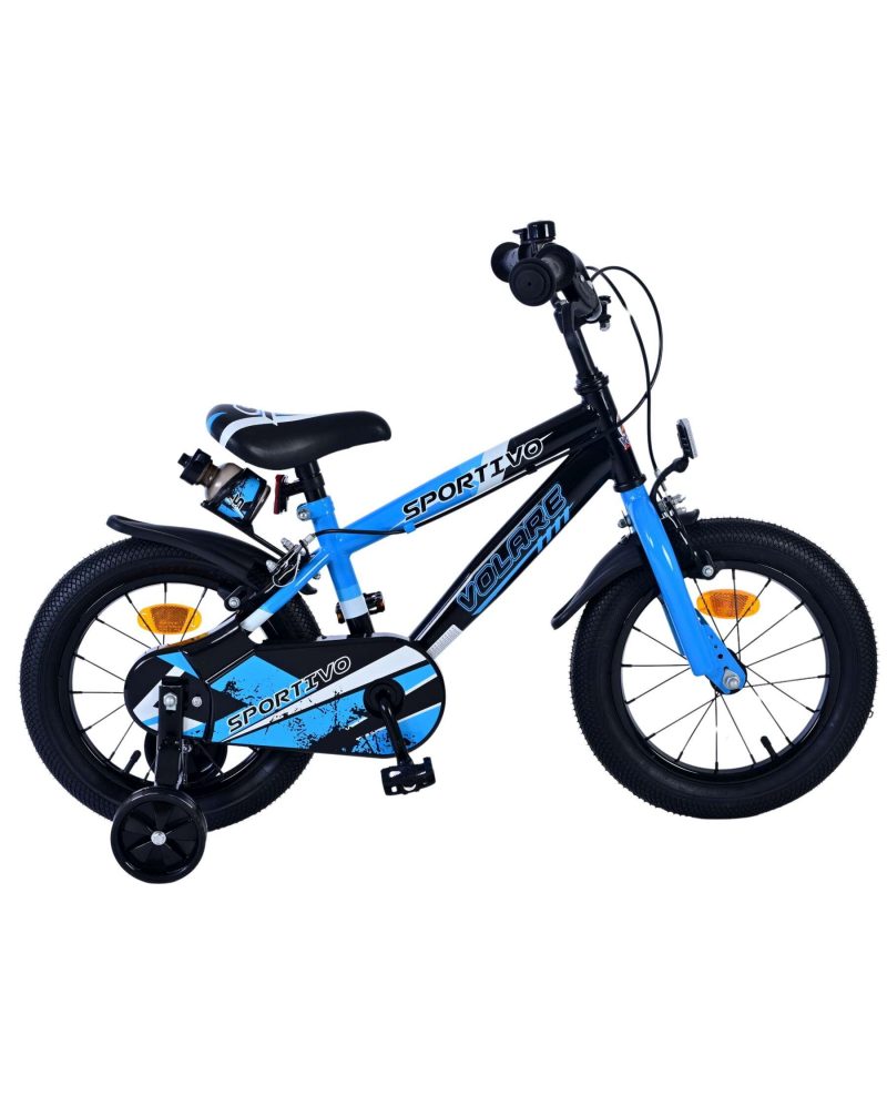 Volare Sportivo Kinderfiets - Jongens - 14 inch - Blauw Zwart - Twee Handremmen